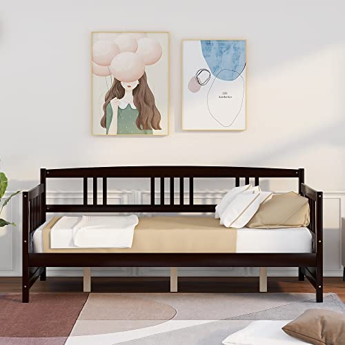 Harper & Bright Designs Full Daybed,Wood Full Size Daybed with Wooden Slats Support, Daybed Sofa Bed Frame for Living Room,Guest Room,Children Room, Espresso