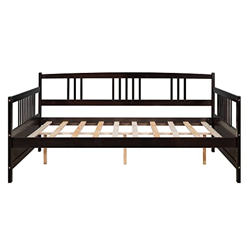 Harper & Bright Designs Full Daybed,Wood Full Size Daybed with Wooden Slats Support, Daybed Sofa Bed Frame for Living Room,Guest Room,Children Room, Espresso