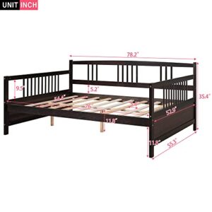 Harper & Bright Designs Full Daybed,Wood Full Size Daybed with Wooden Slats Support, Daybed Sofa Bed Frame for Living Room,Guest Room,Children Room, Espresso