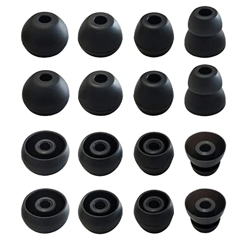 Silicone Ear Tips for Powerbeats Pro, Powerbeats 3 & 2& 4 Replacement Earbuds Tips Powerbeats Double Flange Rubber Eartips for Powerbeats by Dr Dre 8 Pairs Black