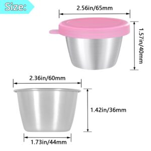 Engorgio Stainless Steel Salad Dressing Container to go 2.1oz 6pcs, Mini Condiment Containers with Leakproof Silicone Lids, for Lunch Box Picnic Travel and Kids