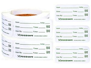 kinteshun food storage labels,removale dissolvable food preservation sticker label to glass plastic metal food containers jars for kitchen restaurant food storage organization(500pcs,2x1")