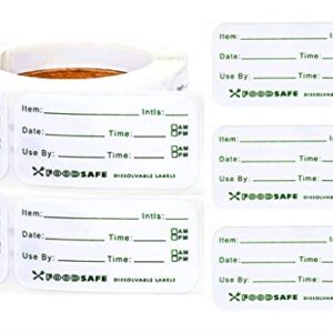 Kinteshun Food Storage Labels,Removale Dissolvable Food Preservation Sticker Label to Glass Plastic Metal Food Containers Jars for Kitchen Restaurant Food Storage Organization(500pcs,2x1")