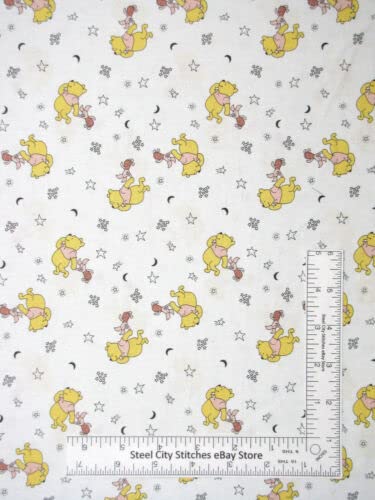 FlashPhoenix Quality Sewing Fabric – Winnie The Pooh Fabric Pooh Piglet Star Nursery Baby Yard 36 x 44 Inch