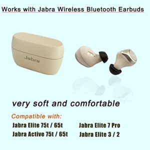 Memory Foam Ear Tips for Jabra Elite 75t/ 65t/ Active/ 7 Pro/Elite 3 Earbuds Tips Jabra Active Elite Earbuds True Wireless Black 3 Pairs LMS