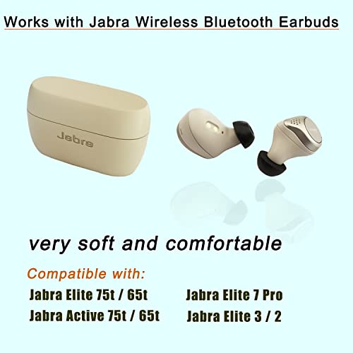 Memory Foam Ear Tips for Jabra Elite 75t/ 65t/ Active/ 7 Pro/Elite 3 Earbuds Tips Jabra Active Elite Earbuds True Wireless Black 3 Pairs LMS