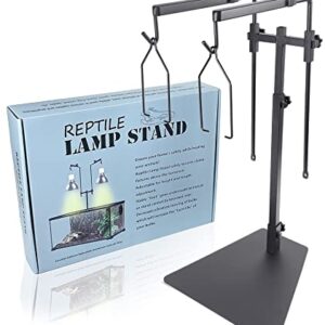 14.4" to 36.2" Adjustable Reptile Dual Heat Lamp Stand for Terrarium Metal Light Stand Floor Lamp Holder Heating Light Bracket Light Hanger for Fixing Porcelain, Deep Dome or Wire Clamp Lamp Fixtures