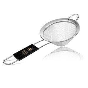 kitessensu fine mesh strainer, 18/8 stainless steel small mesh strainer with handle, 3.3 inch effective cone shaped cocktail strainer for cocktails, tea herbs, coffee, drinks and spices