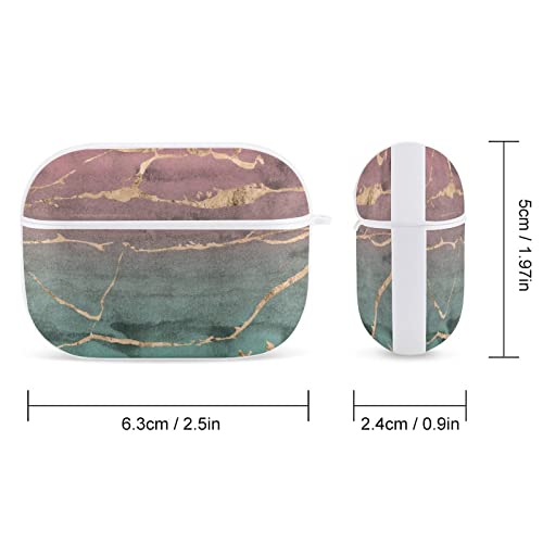 AirPods Pro Case Cover Pink Gradient Sliced Marble Rose Metallic Abstract Ombre Art Apple Airpod Pro Case TPU Shockproof Hard Case Compatible Airpods Pro Charging Case Protective Cover with Keychain