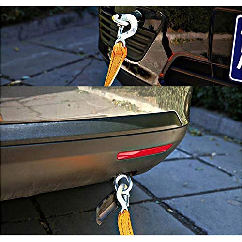 Tow Straps Heavy Duty with Hooks Double-Layer Towing Strap 2” x 13’ | 10000 LB Capacity Trailer Belt for Cars Trucks Jeeps Boats and More,Tow Rope Yellow