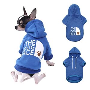 hozz chihuahua dog hoodie clothes cute small sweatshirt warm clothes sweaters for puppy dogs blue l