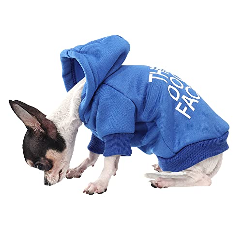Hozz Chihuahua Dog Hoodie Clothes Cute Small Sweatshirt Warm Clothes Sweaters for Puppy Dogs Blue L
