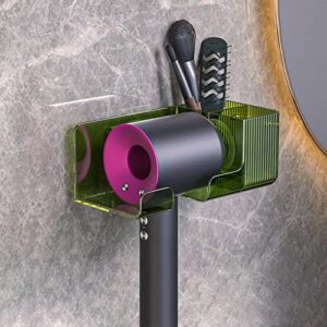 jaugufiy hair dryer wall mount holder with comb holder for most hair dryer for dyson hair dryer (green)