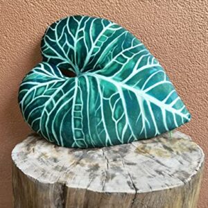 HOFFENDER Leaf Pillows Plant Pillows for Bedroom, Living Room and Patio Green Throw Pillows (Anthurium Regale)