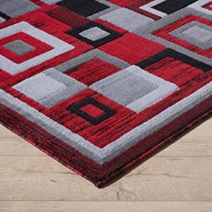 GAI LO Majestic Indoor Rug for Room Anti Slip Rug - 6X9' Feet Area Rug for Office - Soft and Plush Rug for Living Room Polyester Material - Jute Backing Keep Rug in Place - Light Grey-RED