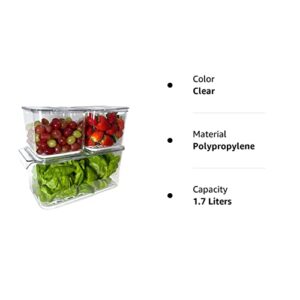 3 Pcs Plastic Refrigerator Food Storage Containers - Clear Organizer Bins W/Removable Drain Tray, Stackable Vented Lids, Fruit & Vegetables Fridge Organizers & Storage Clear for Pantry & Freezer