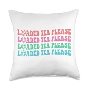 hbl merch loaded tea design throw pillow, 18x18, multicolor
