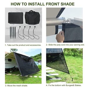 STMGW RV Awning Sun Shade Screen, 9’X15’ Black Mesh UV Blocker Sunshade Complete Kits Camping Trailer for Motorhome Camper Travel Canopy