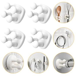 4 pack self adhesive hooks holders,silicone decoration hooks stick to wall door,for hanging towel key clothes plug cable,functional utility holders wide use for hanging bathroom (white)