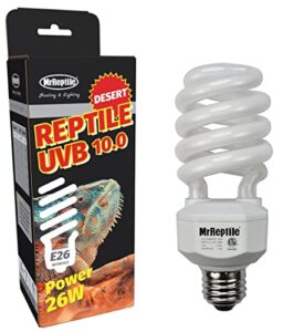 mrreptile uvb reptile light 10.0, ideal for desert reptiles, bearded dragon uvb light 26w