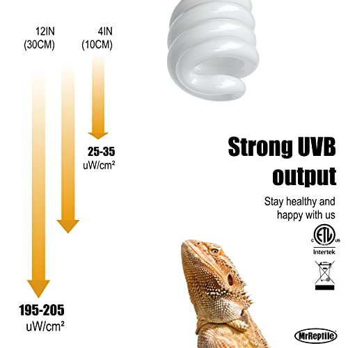 MRREPTILE UVB Reptile Light 10.0, Ideal for Desert Reptiles, Bearded Dragon UVB Light 26W