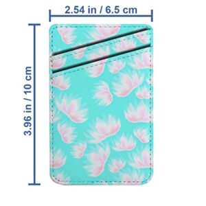 Diascia Pack of 2 - Cellphone Stick on Leather Cardholder ( Pink Watercolor Flowers On Pattern Pattern ) ID Credit Card Pouch Wallet Pocket Sleeve