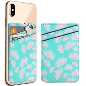 diascia pack of 2 - cellphone stick on leather cardholder ( pink watercolor flowers on pattern pattern ) id credit card pouch wallet pocket sleeve