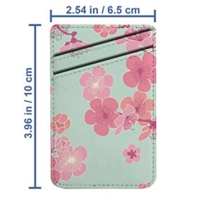 Diascia Pack of 2 - Cellphone Stick on Leather Cardholder ( Cherry Blossom Fabric Pattern Pattern ) ID Credit Card Pouch Wallet Pocket Sleeve