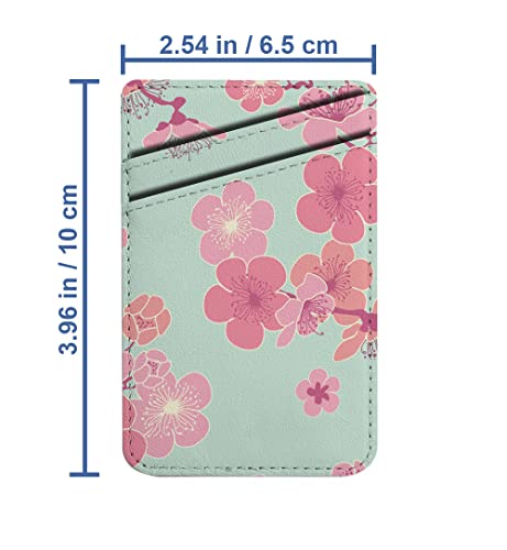 Diascia Pack of 2 - Cellphone Stick on Leather Cardholder ( Cherry Blossom Fabric Pattern Pattern ) ID Credit Card Pouch Wallet Pocket Sleeve