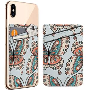 diascia pack of 2 - cellphone stick on leather cardholder ( boho butterfly pattern pattern ) id credit card pouch wallet pocket sleeve