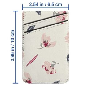 Diascia Pack of 2 - Cellphone Stick on Leather Cardholder ( Beautiful Pastel Embroidery Flowers Pattern Pattern ) ID Credit Card Pouch Wallet Pocket Sleeve