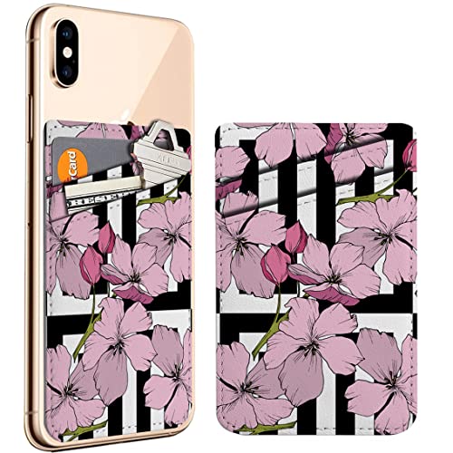 Diascia Pack of 2 - Cellphone Stick on Leather Cardholder ( Appe Blossom Floral Botanical Flower Pattern Pattern ) ID Credit Card Pouch Wallet Pocket Sleeve