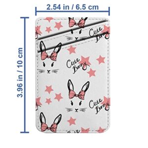 Diascia Pack of 2 - Cellphone Stick on Leather Cardholder ( Cute Rabbit Bow Face Pattern Pattern ) ID Credit Card Pouch Wallet Pocket Sleeve