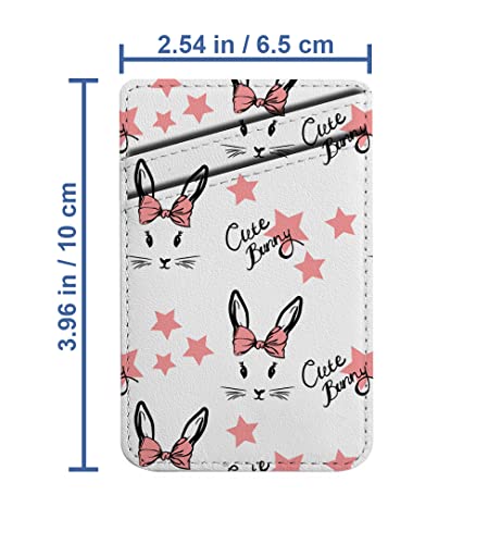 Diascia Pack of 2 - Cellphone Stick on Leather Cardholder ( Cute Rabbit Bow Face Pattern Pattern ) ID Credit Card Pouch Wallet Pocket Sleeve