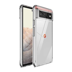for google pixel 6a case: [crystal clear armor ] [8ft military drop protection] [non-yellowing] fashion rugged upgraded shockproof protective phone case for google pixel 6a, slim fit