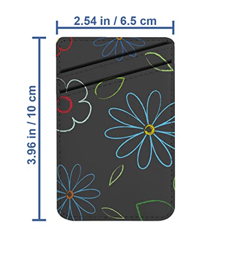 Pack of 2 - Cellphone Stick on Leather Cardholder ( Bright Flowers Daisies Pattern Pattern ) ID Credit Card Pouch Wallet Pocket Sleeve