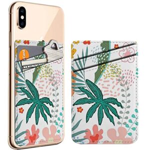 diascia pack of 2 - cellphone stick on leather cardholder ( exotic garden blossom botanical pattern pattern ) id credit card pouch wallet pocket sleeve