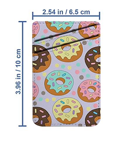 Diascia Pack of 2 - Cellphone Stick on Leather Cardholder ( Print Cute Donut Colorful Dot Pattern Pattern ) ID Credit Card Pouch Wallet Pocket Sleeve