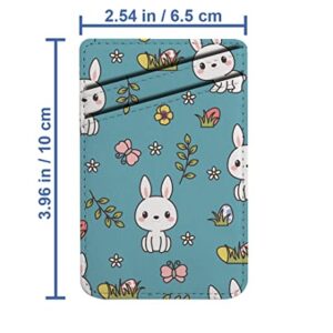 Diascia Pack of 2 - Cellphone Stick on Leather Cardholder ( Cute Bunny Rabbit Spring Flowers Pattern Pattern ) ID Credit Card Pouch Wallet Pocket Sleeve