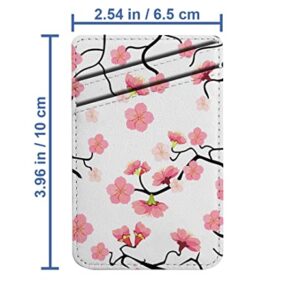 Diascia Pack of 2 - Cellphone Stick on Leather Cardholder ( Sakura Cherry Blossom Pattern Pattern ) ID Credit Card Pouch Wallet Pocket Sleeve