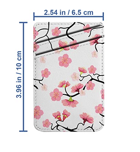 Diascia Pack of 2 - Cellphone Stick on Leather Cardholder ( Sakura Cherry Blossom Pattern Pattern ) ID Credit Card Pouch Wallet Pocket Sleeve