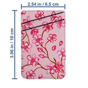 Diascia Pack of 2 - Cellphone Stick on Leather Cardholder ( Cherry Blossom Watercolor Painting Pattern Pattern ) ID Credit Card Pouch Wallet Pocket Sleeve