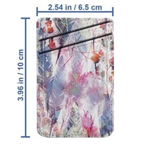 Diascia Pack of 2 - Cellphone Stick on Leather Cardholder ( Boho Style Magic Twigs Feathers Pattern Pattern ) ID Credit Card Pouch Wallet Pocket Sleeve