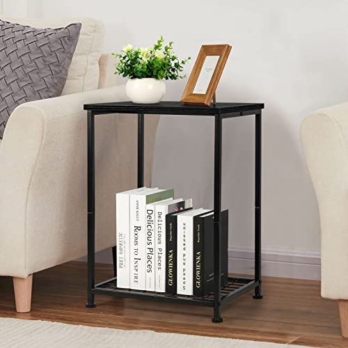 DOMYDEVM Nightstand Black Set of 2, Modern Side End Table, 2 Tier Small Bedside Desk with Storage Shelf for Bedroom Living Room Farmhouse, Printer Table Computer Tower Stand for Office Under Desk