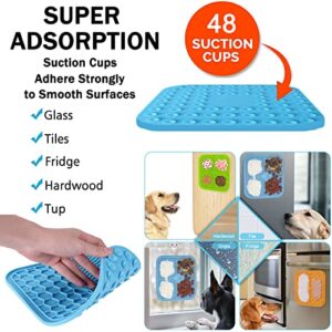 Kwispel Lick Mat for Dogs, Dog Lick Mat with Suction Cups for Anxiety, Peanut Butter Dog Licking Mat Slow Feeder Dispensing Treater Lick Pad for Dogs Cats Grooming Bathing and Training (Small Blue)