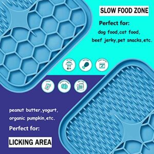 Kwispel Lick Mat for Dogs, Dog Lick Mat with Suction Cups for Anxiety, Peanut Butter Dog Licking Mat Slow Feeder Dispensing Treater Lick Pad for Dogs Cats Grooming Bathing and Training (Small Blue)