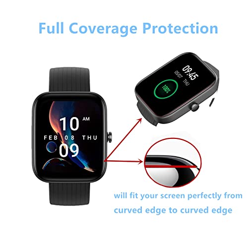 Aemus Compatible for Amazfit Bip 3 Screen Protector (3 Pack) Bip 3 Pro Smart Watch 3D Full Coverage Protective Film anti-scratch