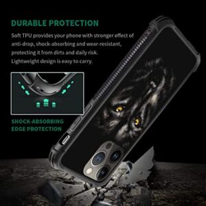 DJSOK Case Compatible with iPhone 14,HSK Angry Wolf with 4 Corners Protective Shockproof Soft TPU Bumper Slim Pattern Design Black Case for iPhone 14