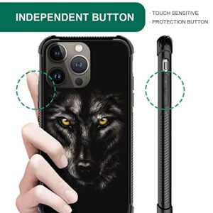 DJSOK Case Compatible with iPhone 14,HSK Angry Wolf with 4 Corners Protective Shockproof Soft TPU Bumper Slim Pattern Design Black Case for iPhone 14