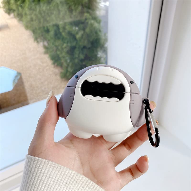 Case for Beats Studio Buds, 3D Cute Cartoons Anime Full Body Protective Cover with Keychain, PVC Earphone Protective Case for Beats Studio Buds Charging Box Covers (Cute Shark)